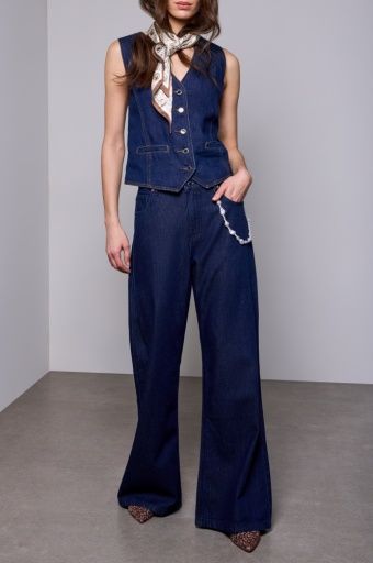 DENIM WAISTCOAT W/ ADJUSTABLE BUCKLE