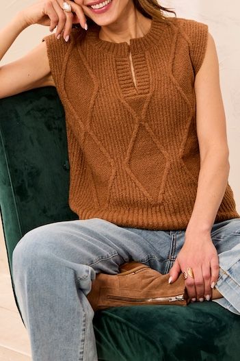 Split Neck Sweater Vest