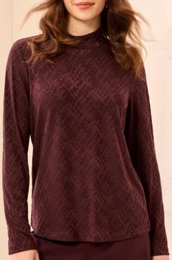 L/S Textured Mock Neck Top
