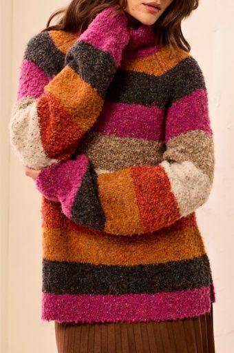 L/S Turtle Neck Striped Sweater