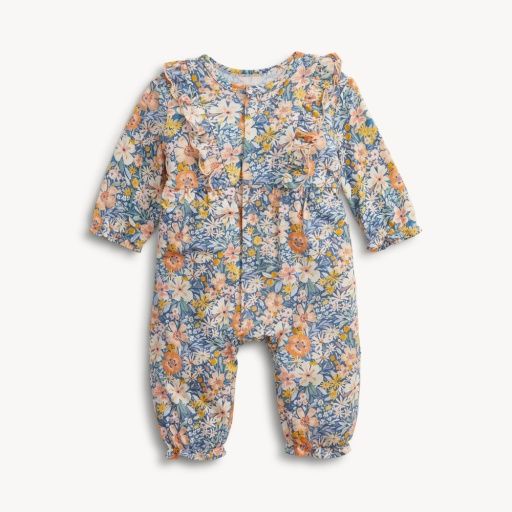 FLORA MODAL BABY GIRLS L/S RUFFLE ROMPER