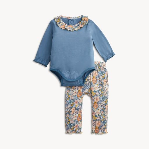FLORA MODAL BABY GIRLS LS RUF BODYSUIT SET
