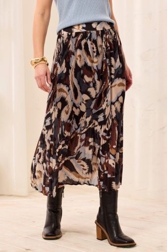 Flowy Pleated Skirt, Colour: Steel, Size: XS