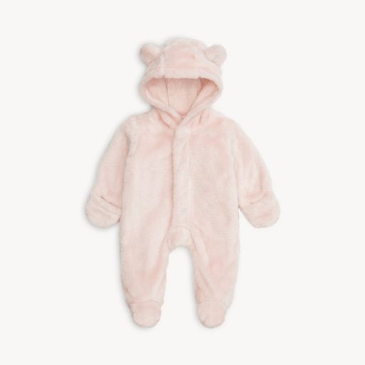 Pink Blossom Minky Bear Footie, Color: Pink Blossom, Size: 0-3M