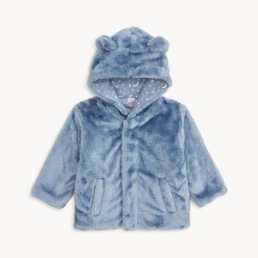Winter Sky Minky Bear Jacket, Color: Winter Sky, Size: 0-6M