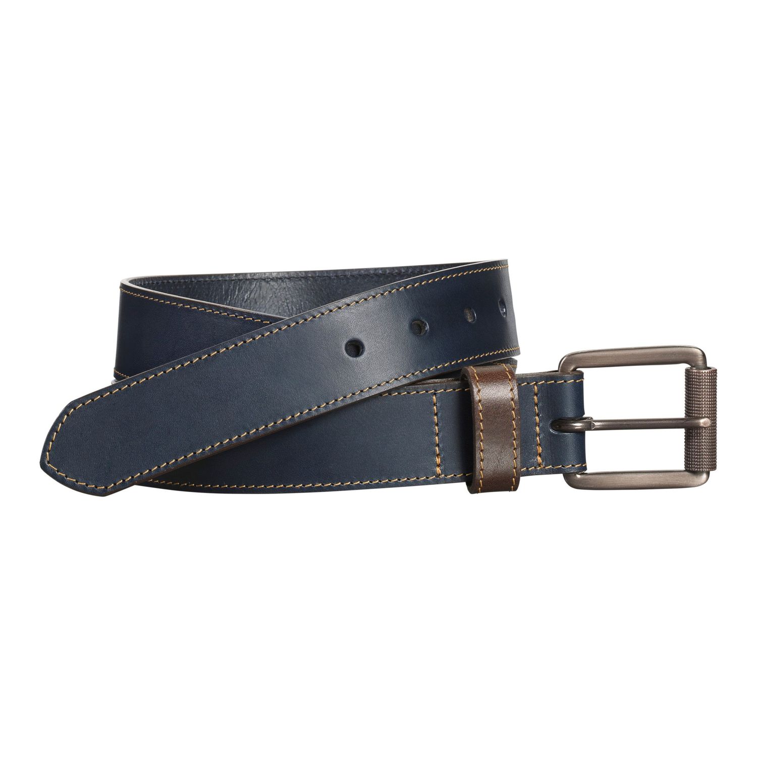 Contrast-Stitch Leather Belt
