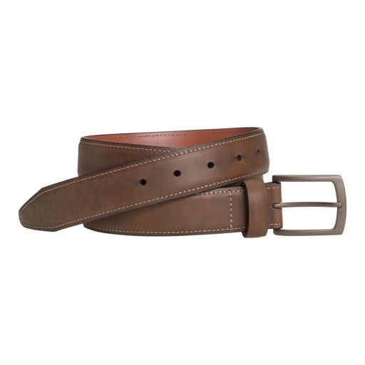 Distressed Oiled Leather Belt, Color: Brown, Size: 34