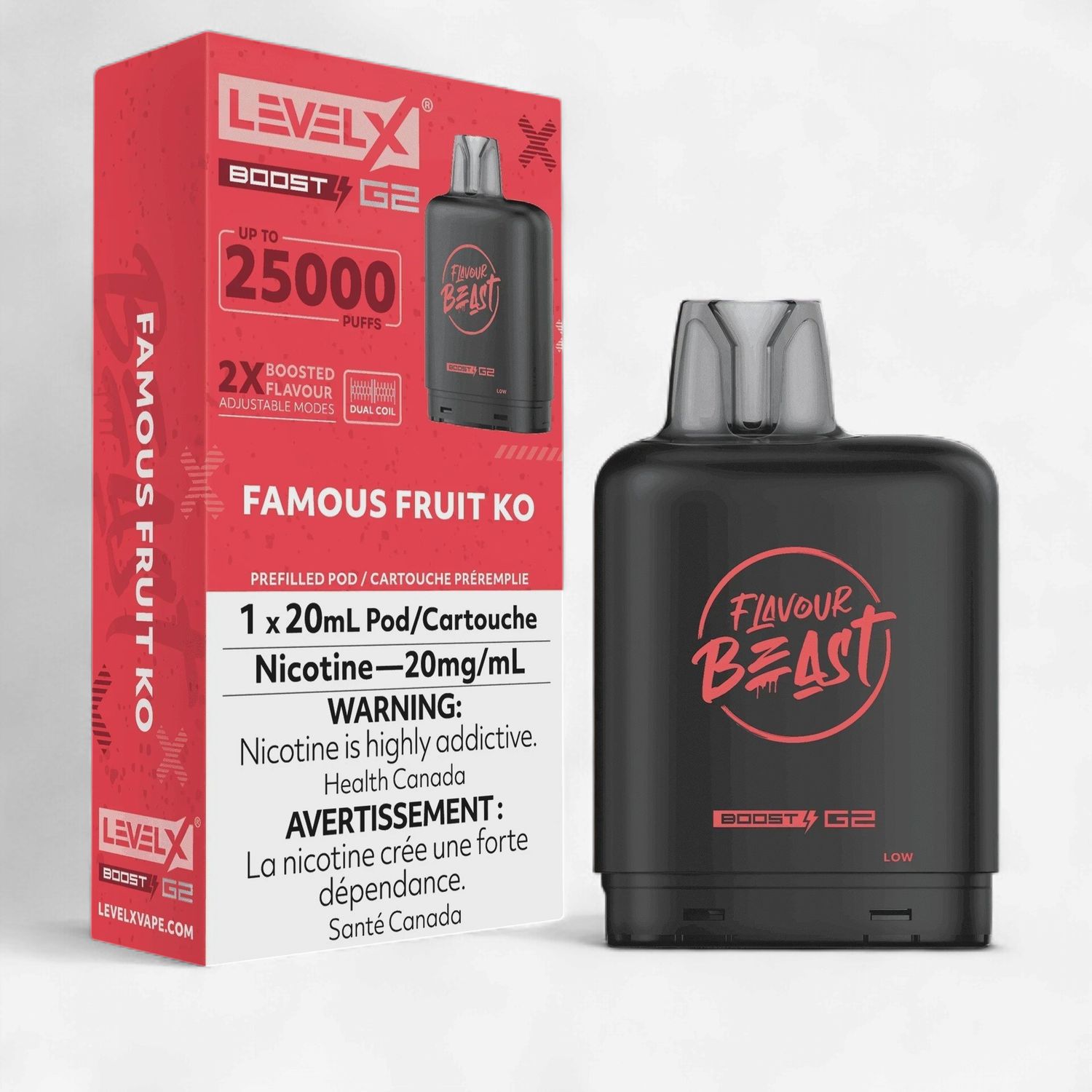 Level X 25k Pod [ON], Flavour: Famous Fruit KO