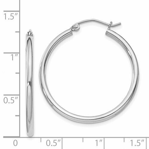 Sterling Silver Rhodium-plated 2mm Round Hoop Earrings