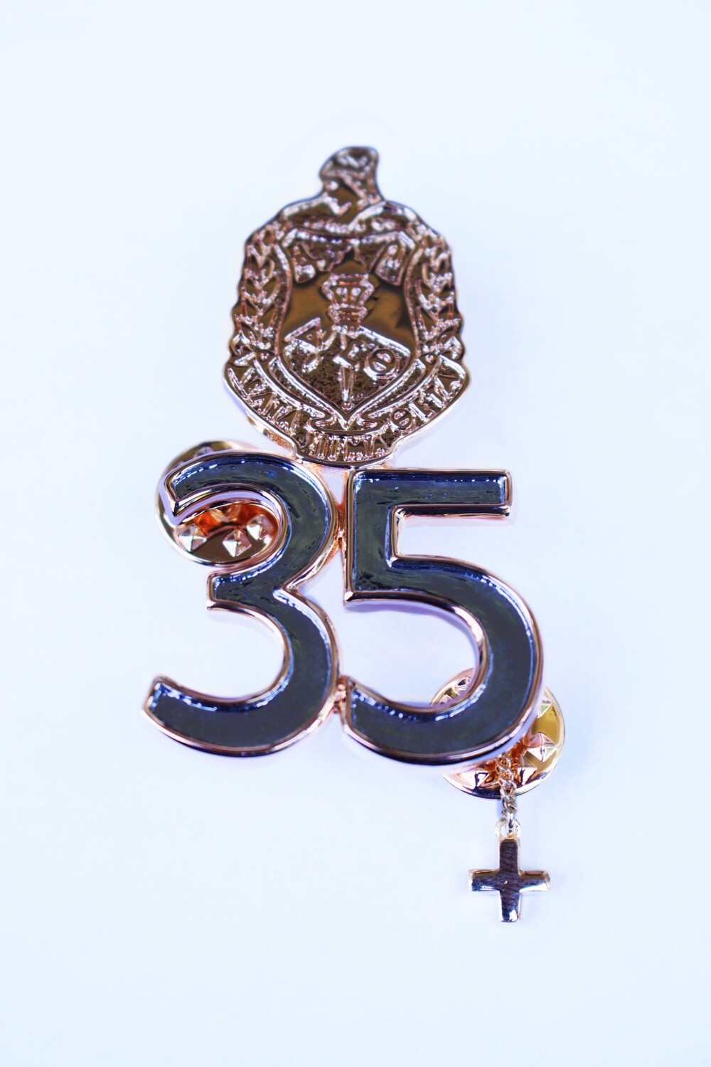 High Polished 35 Year Sorority Pin - + Guard