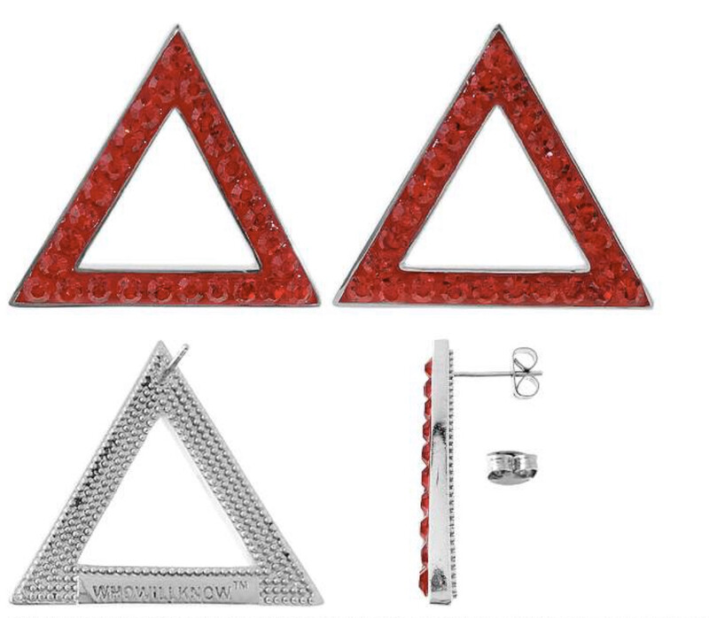 Red Pyramid Crystal Earrings