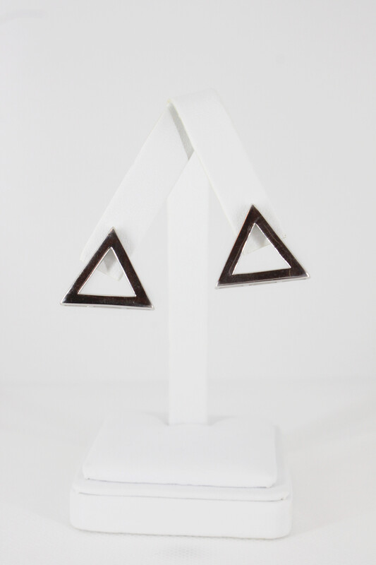 Plain Silver Pyramid Earrings