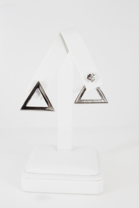 Plain Silver Pyramid Earrings