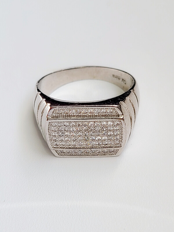 Mens Sterling Silver CZ multi stone ring - sz 13