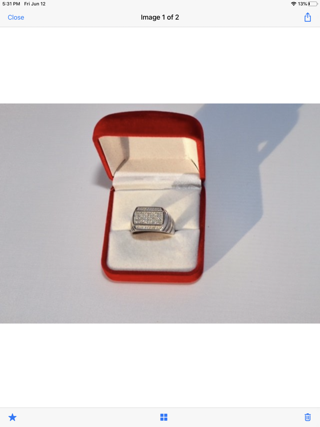 Mens Sterling Silver CZ multi stone ring - sz 13