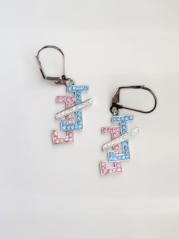 JNJ Pink Blue Bling Earrings