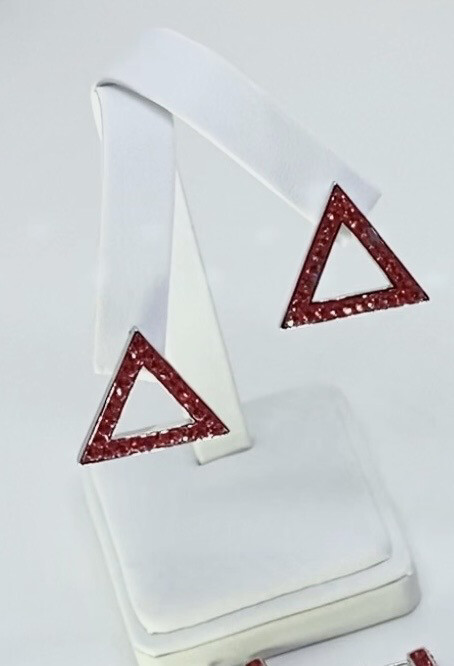 Red Pyramid Crystal Earrings