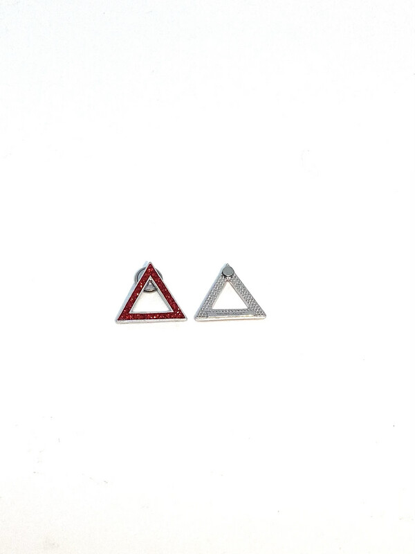 Red Bling Pyramid Clip Earrings