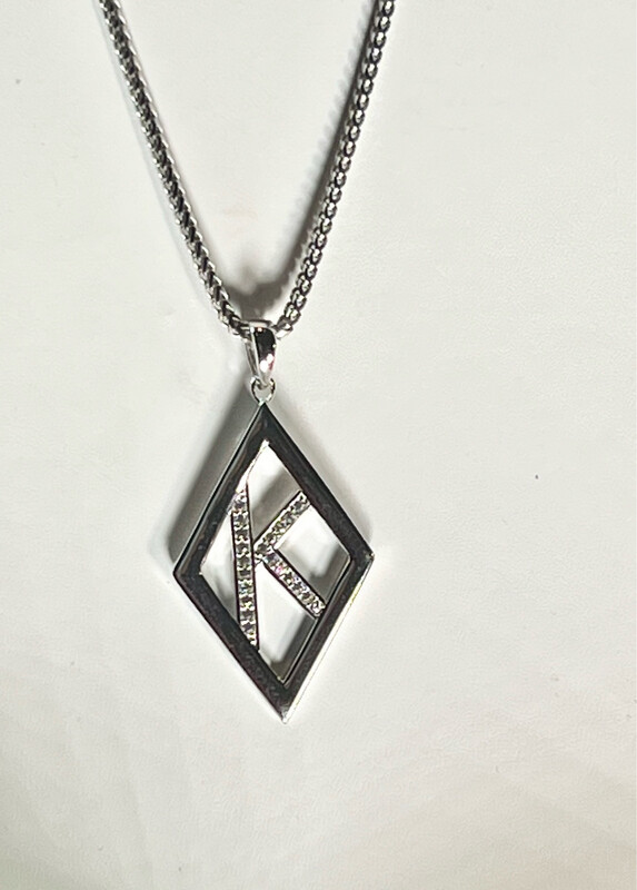 Kappa -Floating CZ K Necklace