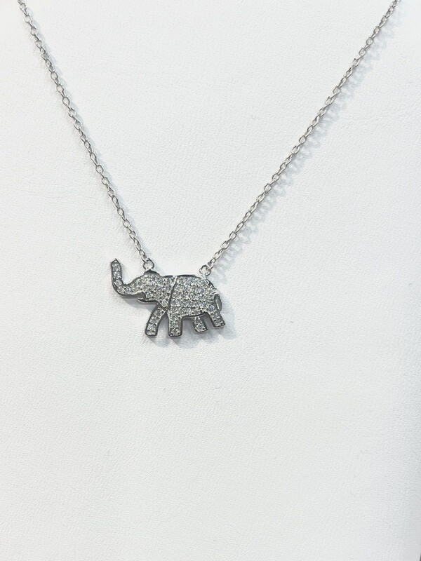 Elephant CZ Necklace Bling
