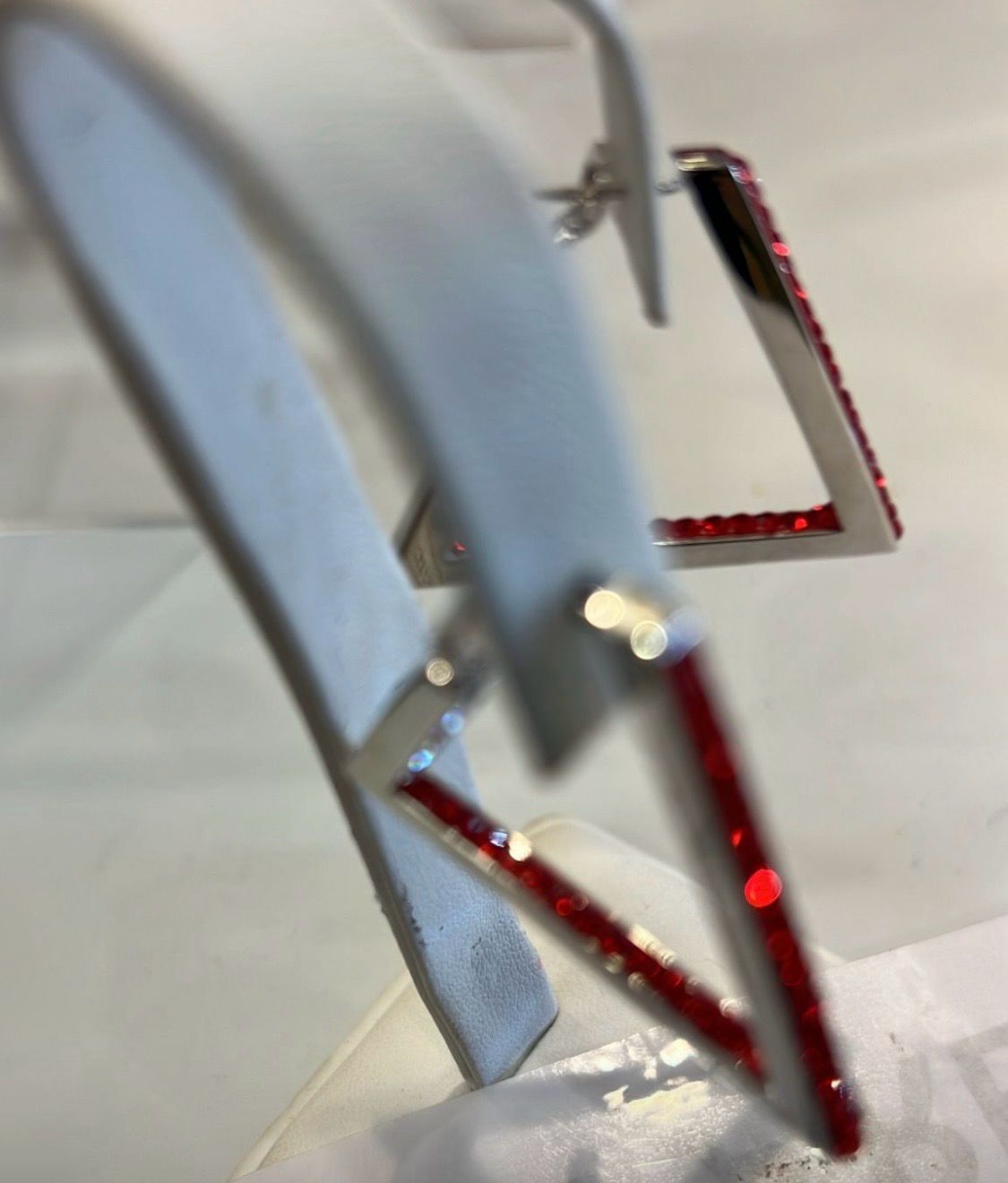 Red &amp; White Triangle Earrings
