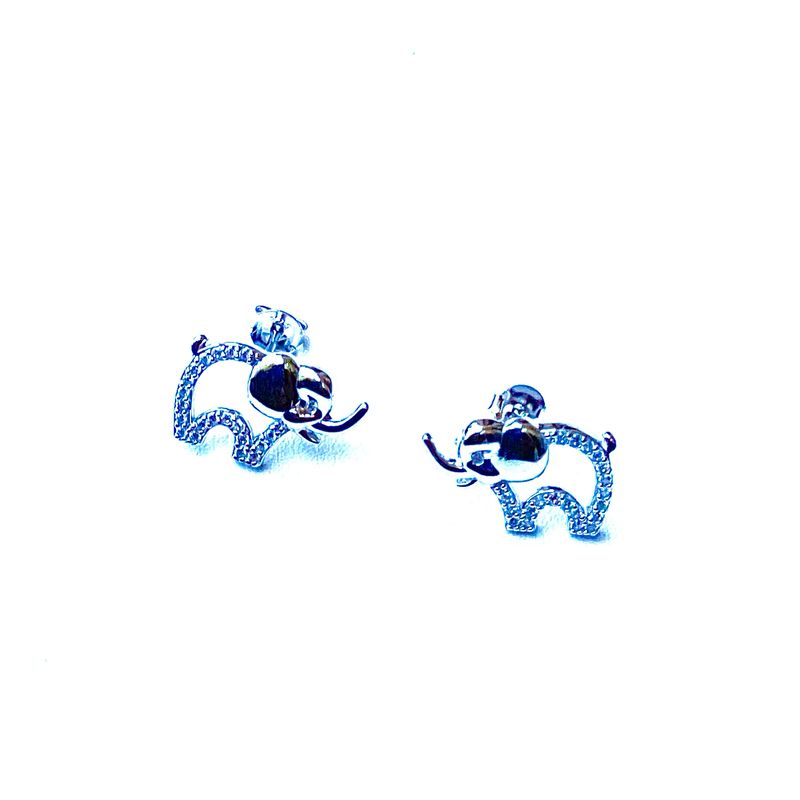 New! Sterling Silver CZ Elephant Earrings