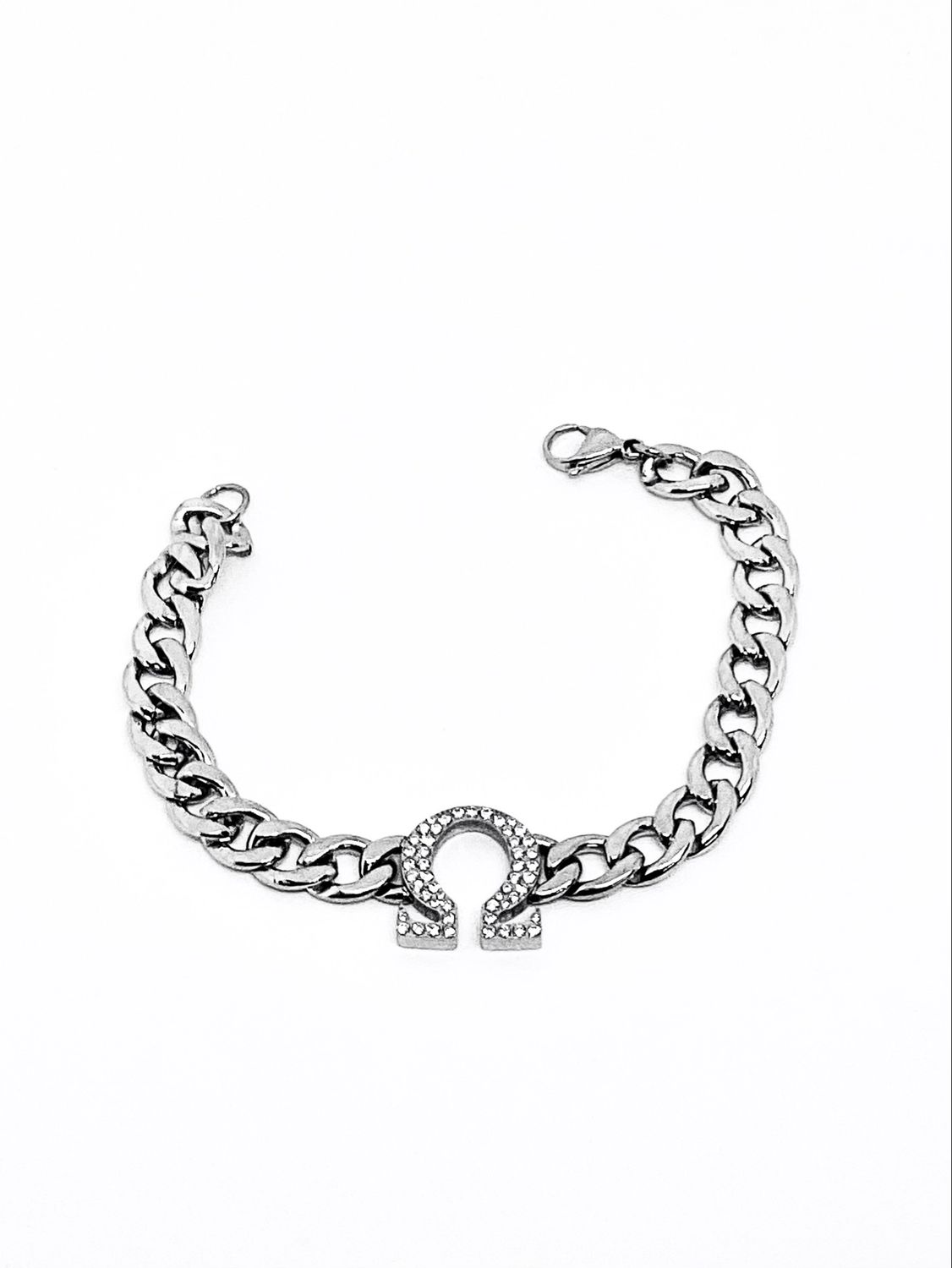 Omega Silver  Ice Cuban Link Bracelet