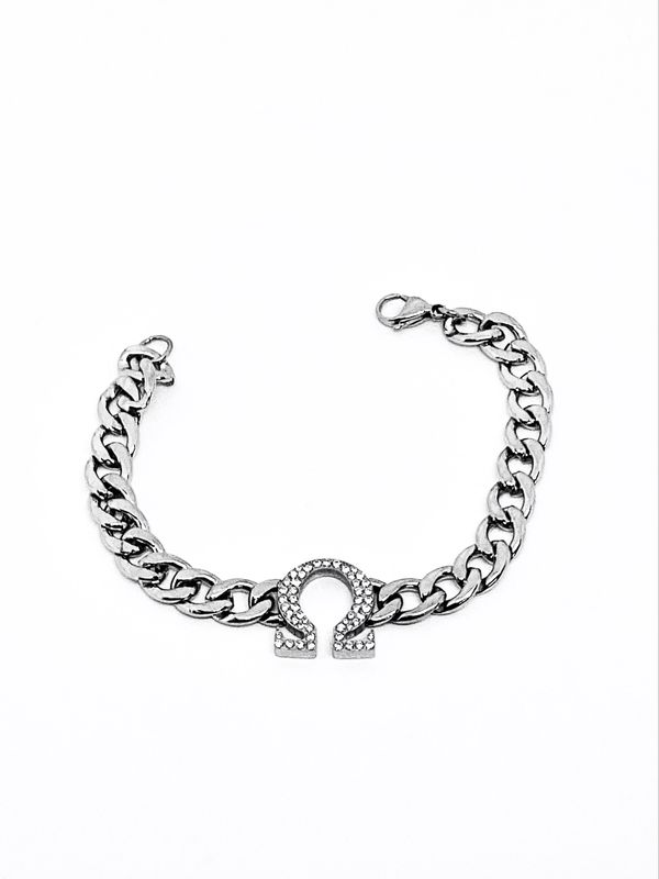 Omega Silver  Ice Cuban Link Bracelet
