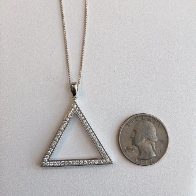 Medium Pyramid Sterling Cz Necklace