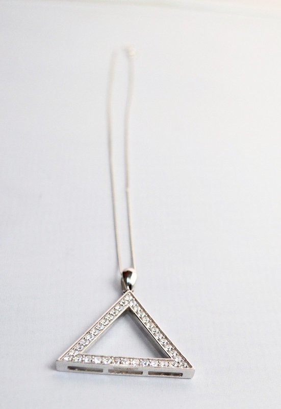 Sterling Silver CZ Large Pyramid Necklace