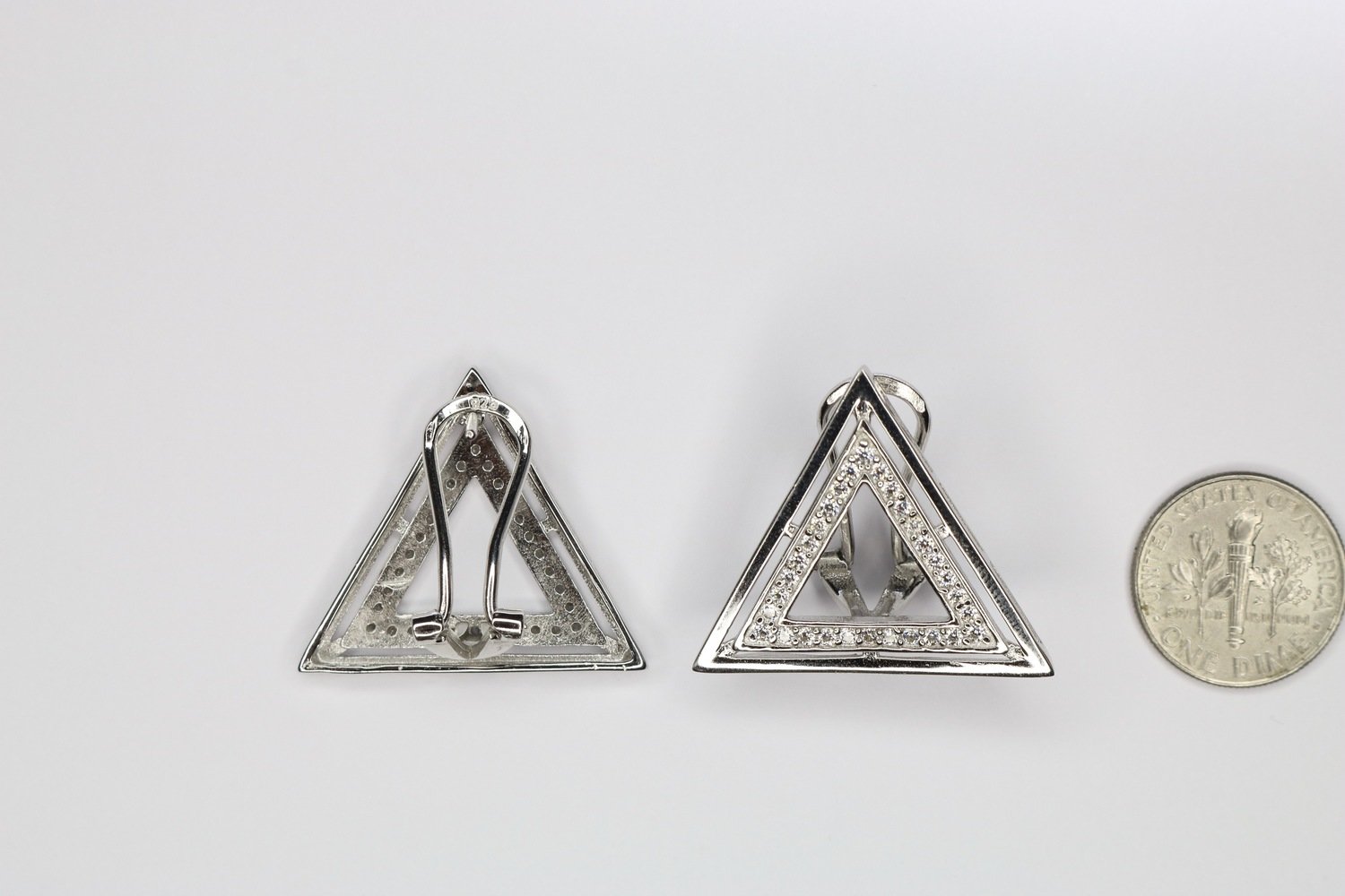 Limited Large New Pyramid Silver CZ Sterling Earrings
