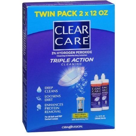 Clear Care Triple Action Cleaning 3% Hydrogen Peroxide Cleaning & Disinfecting Solution, Twin Pack