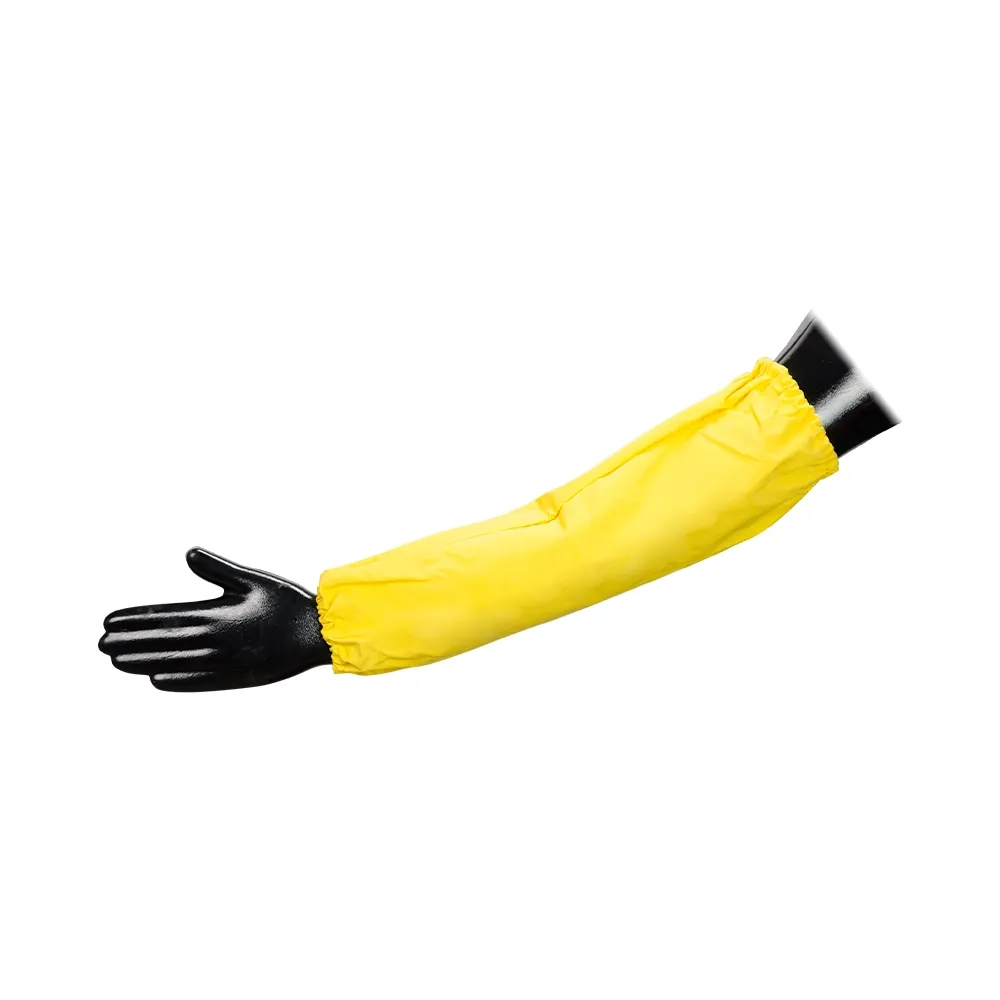 Yellow PVC Sleeves with Elastic Cuff - 18" - Pair