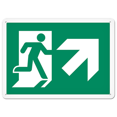 Fire Signs - Running Man Sign | Exit Up Right DFS121V/DFS121VG/DFS121P/DFS121PG   Safety Supplies C?