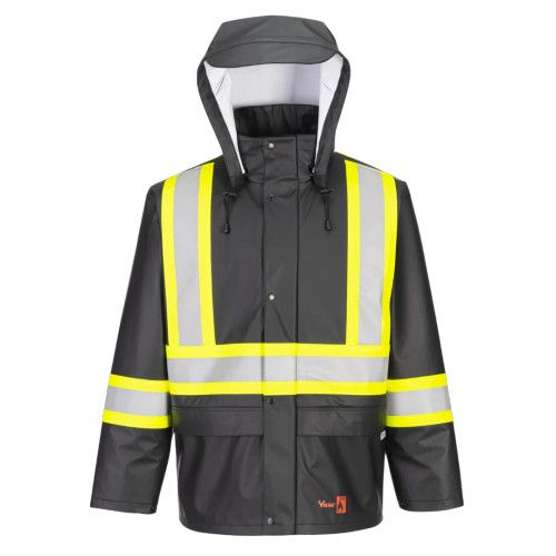 Handyman? FR PU Jacket - Detachable Hood - 2 Large Reinforced Pockets - Black