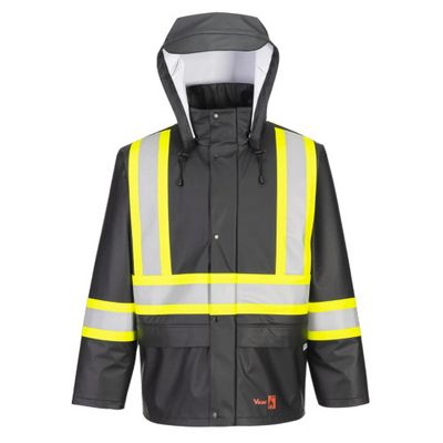 Handyman? FR PU Jacket - Detachable Hood - 2 Large Reinforced Pockets - Black
