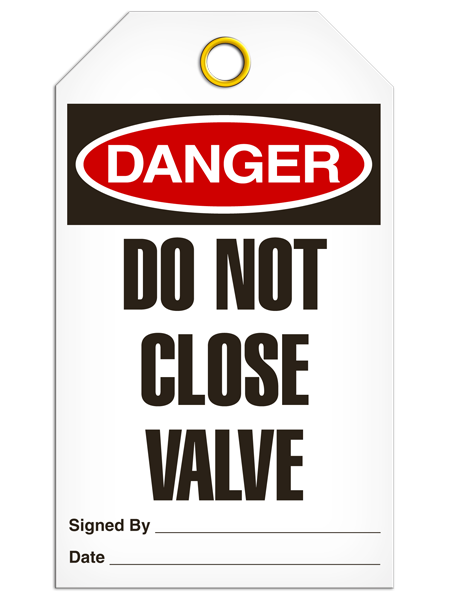 Danger DO NOT?CLOSE VALVE?Safety Tag - 25 Pkg - INCOM -TG1006