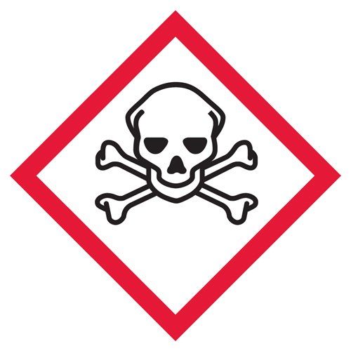 4" x 4" Skull Crossbones Pictogram Label - 500/roll