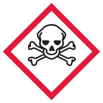 4" x 4" Skull Crossbones Pictogram Label - 500/roll