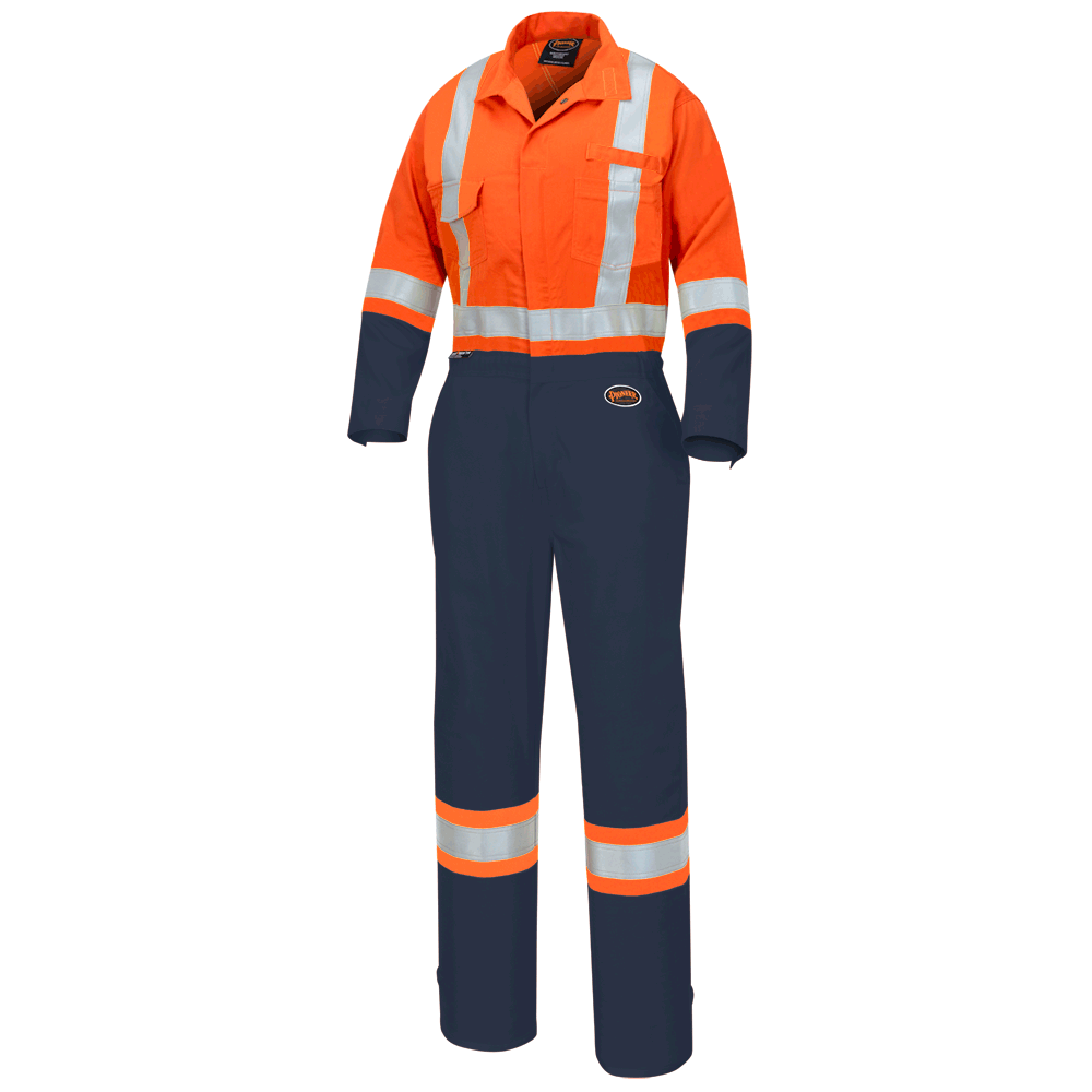 2-Tone Women's Polyester/Cotton Safety Coverall - Orange/Navy 5514WBB   Safety Supplies Canada