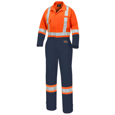 2-Tone Women's Polyester/Cotton Safety Coverall - Orange/Navy 5514WBB   Safety Supplies Canada
