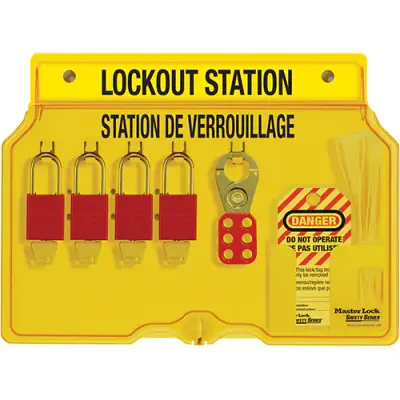Lockout Station, Aluminum Padlocks, 4-Padlock Capacity | Master Lock 1482BP1106FRC   Safety Supplie?