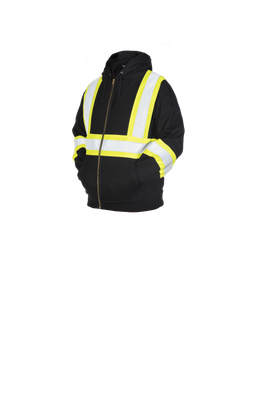 Hi-Viz Black FR Full Zip Hoodie | Detachable Hood | Protecting U PU-FR-FZDH-HIVIZ   Safety Supplies?