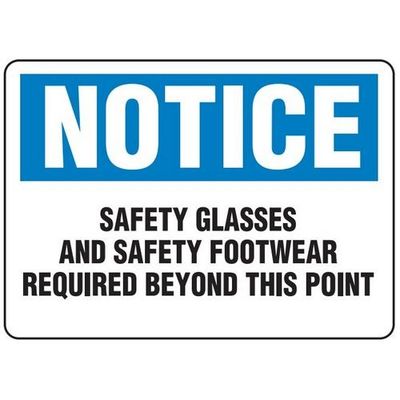 OSHA Safety Sign | Notice Glass Foot Req | INCOM SS4072V, SS4072A, SS4072P, SC4072V, SC4072A, SC407?