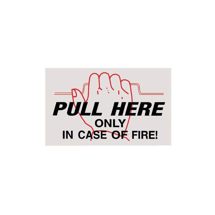 Vinyl Self Adhesive Signs "Pull Here" for Fire Extinguisher Cabinet Covers - 4" x 2-1/2"