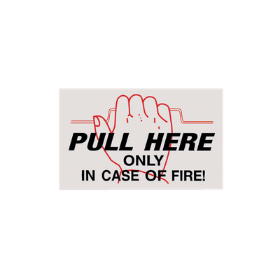 Vinyl Self Adhesive Signs "Pull Here" for Fire Extinguisher Cabinet Covers - 4" x 2-1/2"