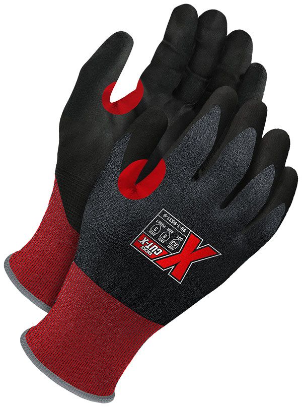 Red 21G Seamless Knit Cut Resistant Black PU Palm w/ Touchscreen - Pack of 12 | Cut Level A3