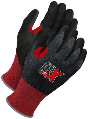 Red 21G Seamless Knit Cut Resistant Black PU Palm w/ Touchscreen - Pack of 12 | Cut Level A3