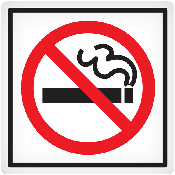 No Smoking Symbol  - 4" x 4" Vehicle Safety Decal - 25/pkg