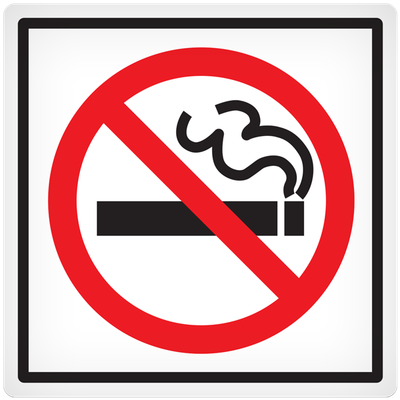 No Smoking Symbol  - 4" x 4" Vehicle Safety Decal - 25/pkg